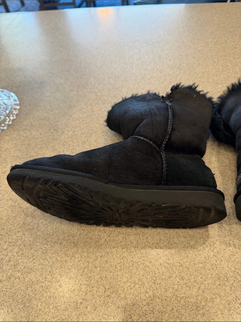 UGG Black Shearling-Lined Short Winter Boots